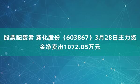 股票配资者 新化股份（603867）3月28日主力资金净卖出1072.05万元
