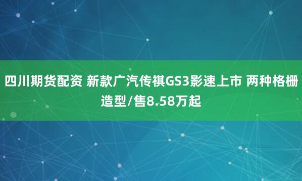 四川期货配资 新款广汽传祺GS3影速上市 两种格栅造型/售8.58万起