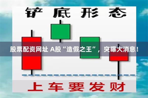 股票配资网址 A股“造假之王”，突曝大消息！
