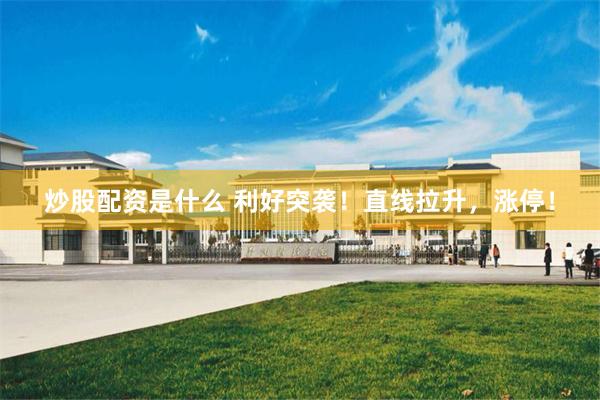 炒股配资是什么 利好突袭！直线拉升，涨停！
