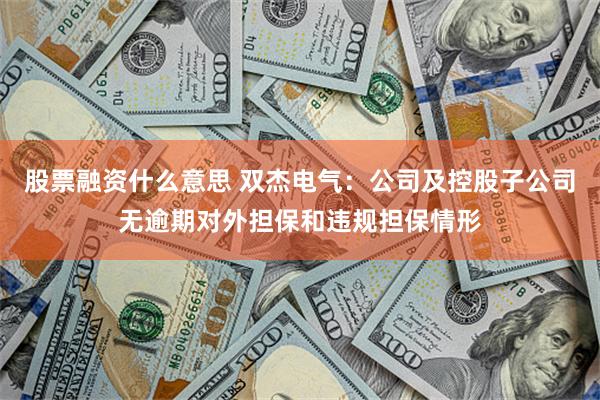 股票融资什么意思 双杰电气：公司及控股子公司无逾期对外担保和违规担保情形